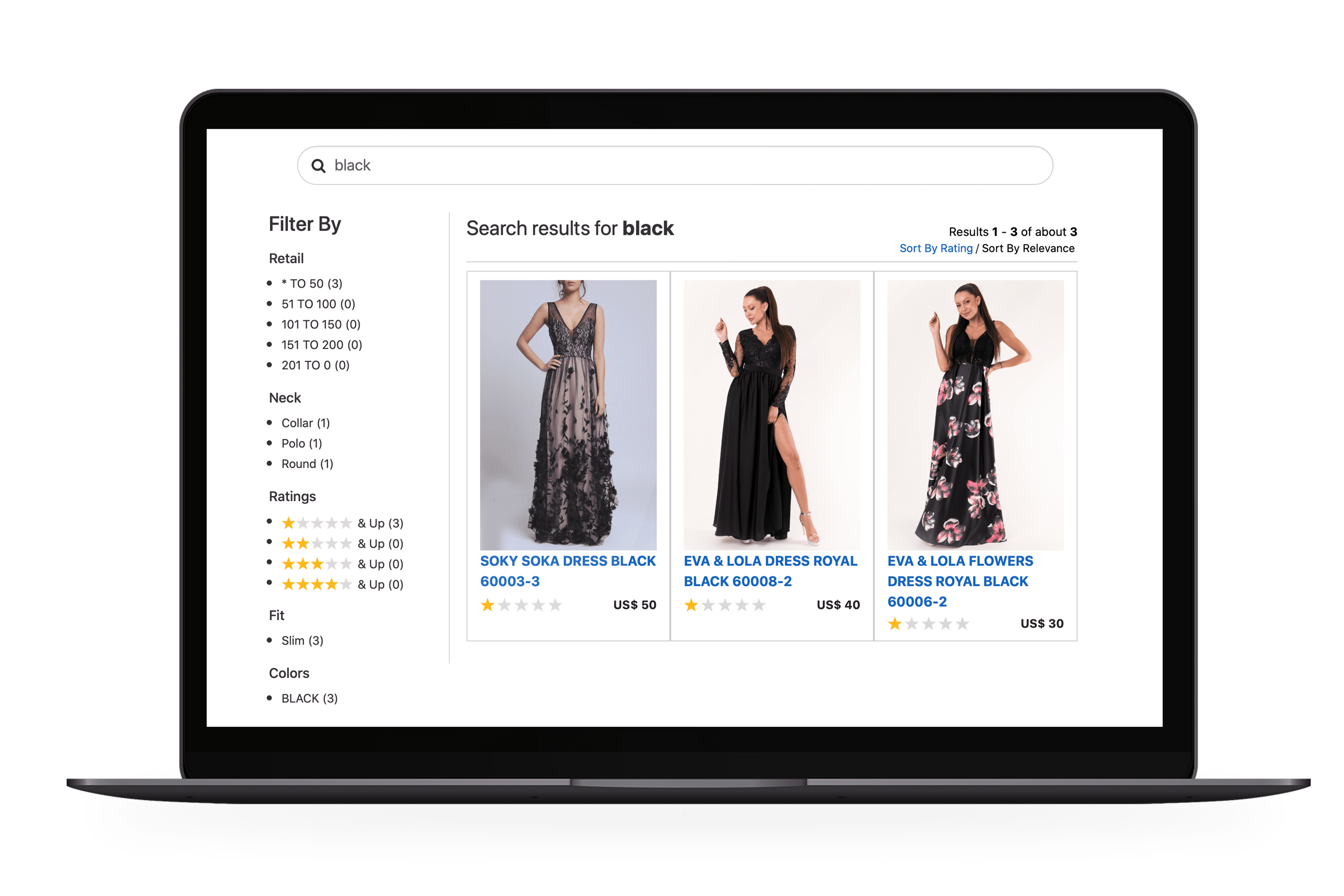 SearchBlox eCommerce UX for Fashion Clothing